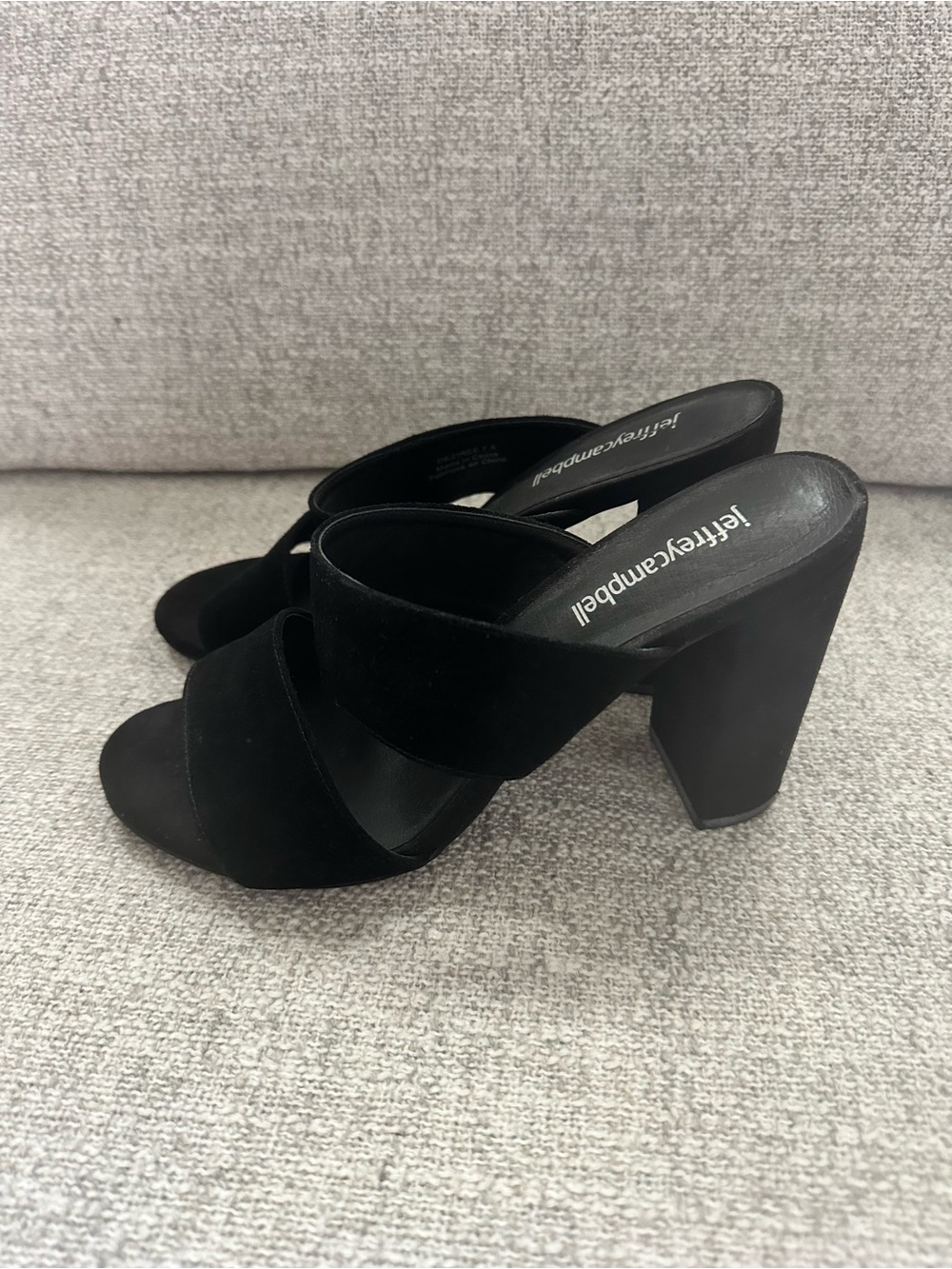 Jeffrey Campbell Black Suede Block Heel Slide Sandals